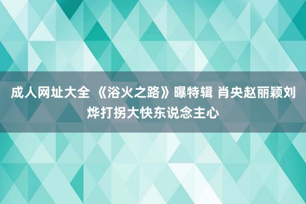 成人网址大全 《浴火之路》曝特辑 肖央赵丽颖刘烨打拐大快东说念主心