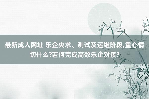 最新成人网址 乐企央求、测试及运维阶段,重心情切什么?若何完成高效乐企对接?