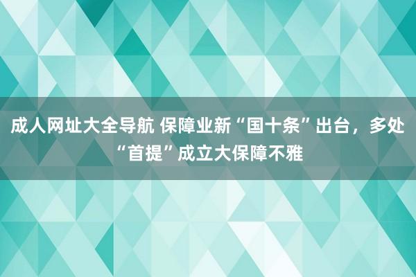 成人网址大全导航 保障业新“国十条”出台，多处“首提”成立大保障不雅