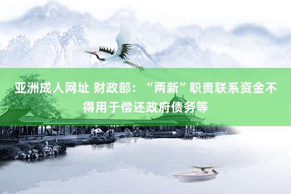 亚洲成人网址 财政部：“两新”职责联系资金不得用于偿还政府债务等