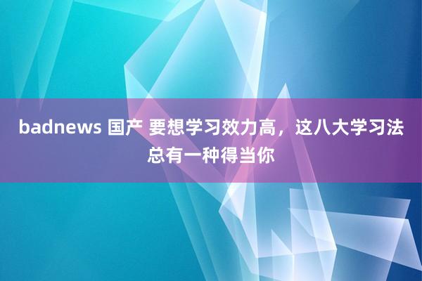 badnews 国产 要想学习效力高，这八大学习法总有一种得当你