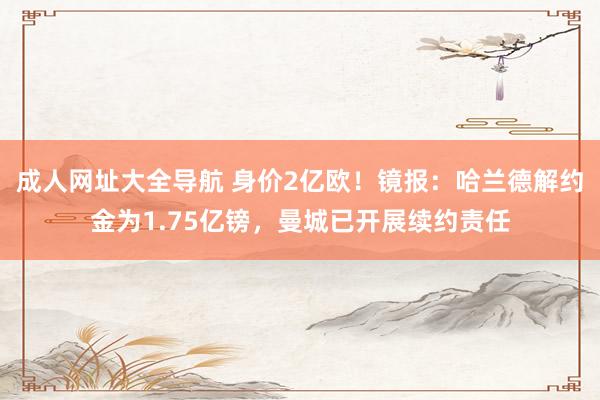 成人网址大全导航 身价2亿欧！镜报：哈兰德解约金为1.75亿镑，曼城已开展续约责任