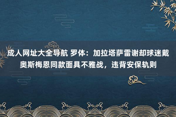 成人网址大全导航 罗体：加拉塔萨雷谢却球迷戴奥斯梅恩同款面具不雅战，违背安保轨则