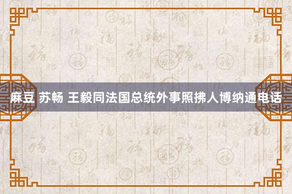 麻豆 苏畅 王毅同法国总统外事照拂人博纳通电话