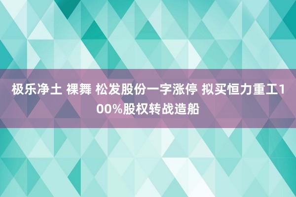 极乐净土 裸舞 松发股份一字涨停 拟买恒力重工100%股权转战造船