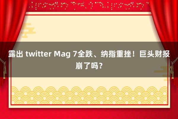 露出 twitter Mag 7全跌、纳指重挫！巨头财报崩了吗？