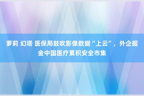 萝莉 幻塔 医保局鼓吹影像数据“上云”，外企掘金中国医疗累积安全市集