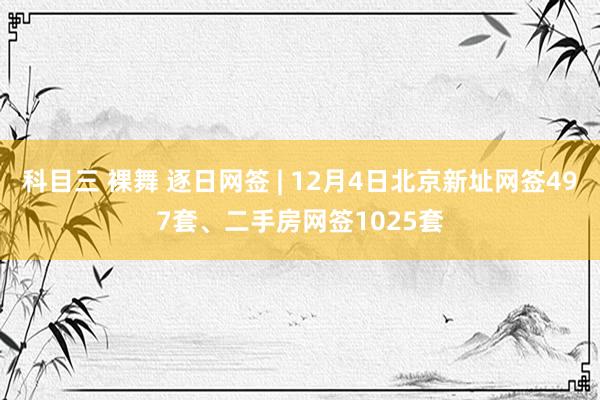 科目三 裸舞 逐日网签 | 12月4日北京新址网签497套、二手房网签1025套