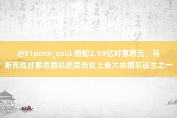 @91porn_soul 捐赠2.59亿好意思元，马斯克成好意思国总统竞选史上最大扶植东谈主之一