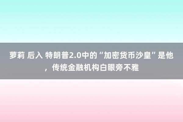 萝莉 后入 特朗普2.0中的“加密货币沙皇”是他，传统金融机构白眼旁不雅