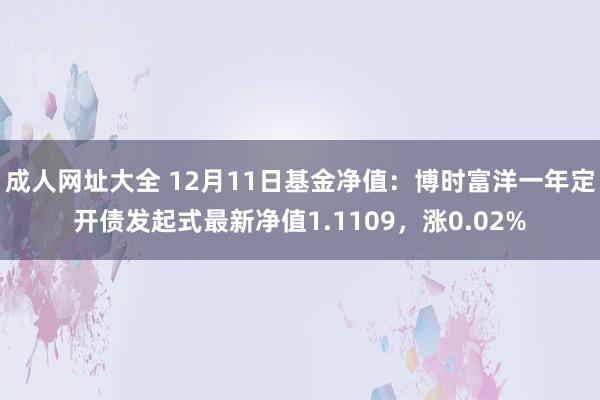 成人网址大全 12月11日基金净值：博时富洋一年定开债发起式最新净值1.1109，涨0.02%