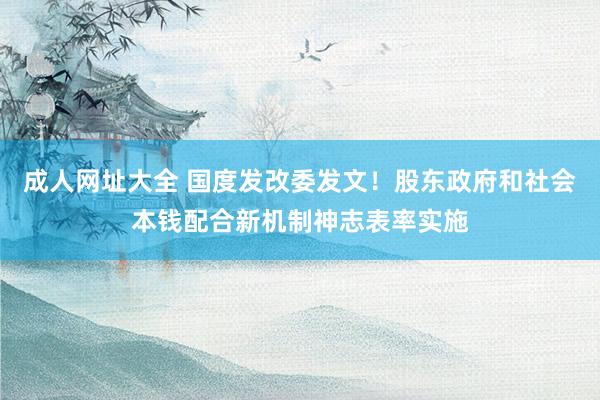 成人网址大全 国度发改委发文！股东政府和社会本钱配合新机制神志表率实施