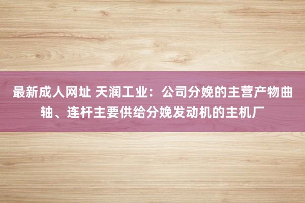 最新成人网址 天润工业：公司分娩的主营产物曲轴、连杆主要供给分娩发动机的主机厂