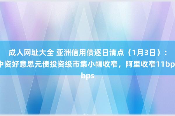 成人网址大全 亚洲信用债逐日清点（1月3日）：中资好意思元债投资级市集小幅收窄，阿里收窄11bps