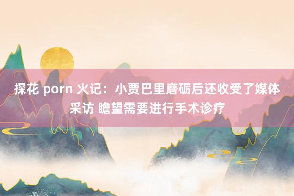 探花 porn 火记：小贾巴里磨砺后还收受了媒体采访 瞻望需要进行手术诊疗