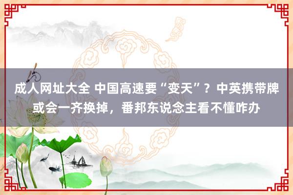 成人网址大全 中国高速要“变天”？中英携带牌或会一齐换掉，番邦东说念主看不懂咋办