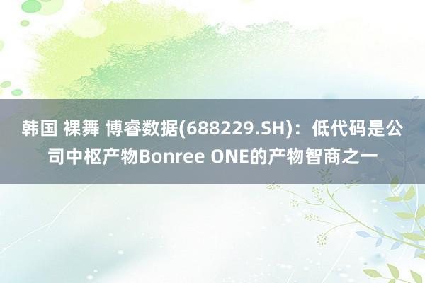 韩国 裸舞 博睿数据(688229.SH)：低代码是公司中枢产物Bonree ONE的产物智商之一